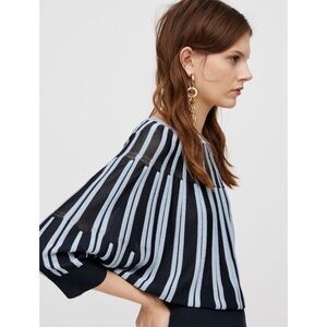 $411 NWT Max & Co. Pregio Striped Navy Blue Knit Pullover Jumper Sweater Top XS